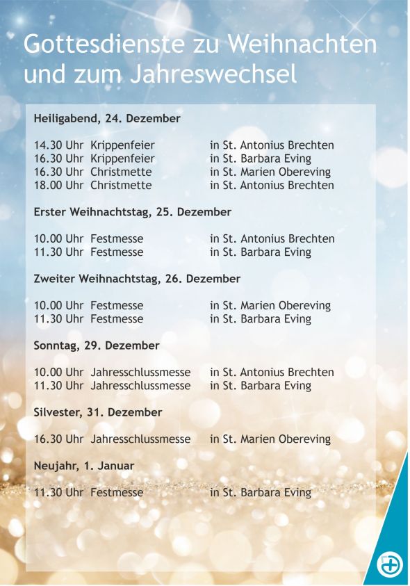 Weihnachtsgottesdienste im Stadtbezirk Eving